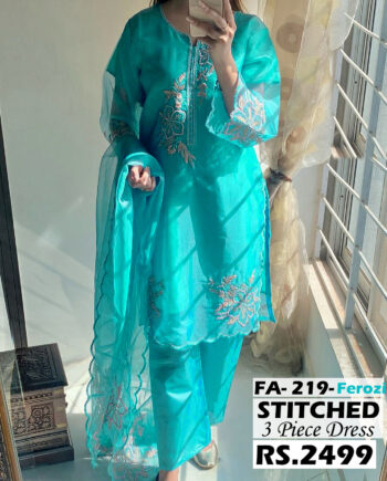 STITCHED 3 piece DRESS FA- 219 Ferozi