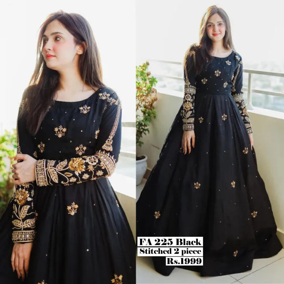 STITCHED 2 piece DRESS FA-225 Black