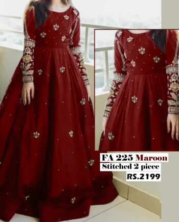 STITCHED 2 piece DRESS FA-225 Maroon