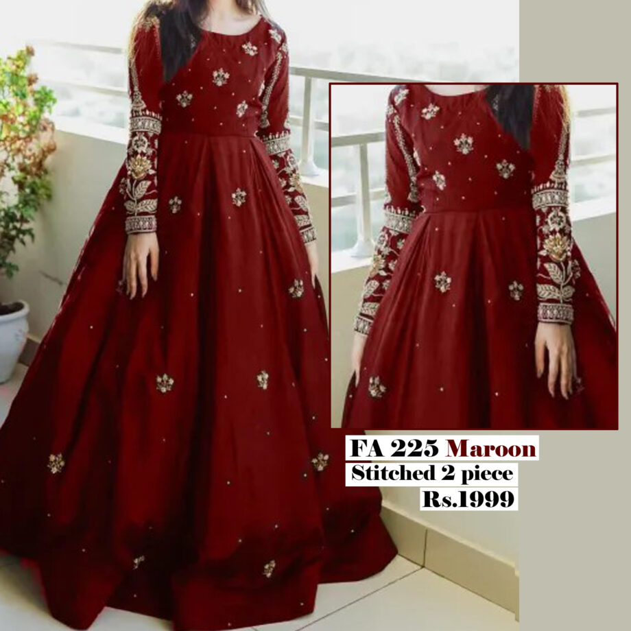 STITCHED 2 piece DRESS FA-225 Maroon