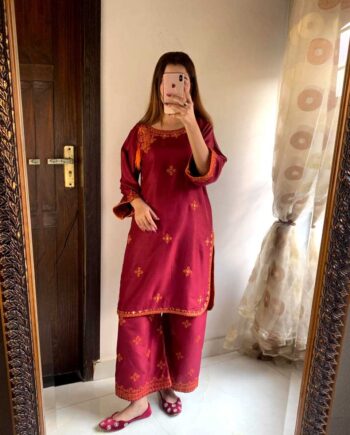 STITCHED 2 piece DRESS FA- 228 Red